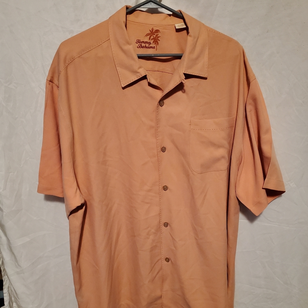 Tommy Bahama Solid Light Orange Button Down Shirt